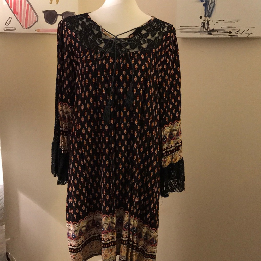 Boho Tunic with lace, size 3X